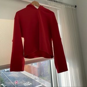 Uniqlo red neoprene crop sweat shirt